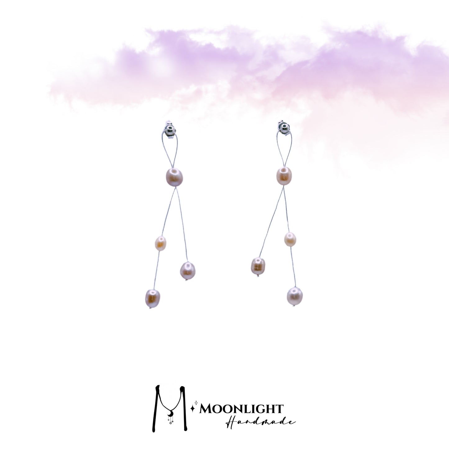 【MmoonlightHandmade】天然淡水粉色珍珠流苏耳环