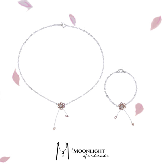 【MmoonlightHandmade】Love Chain Flower Tassel Jewelry Set