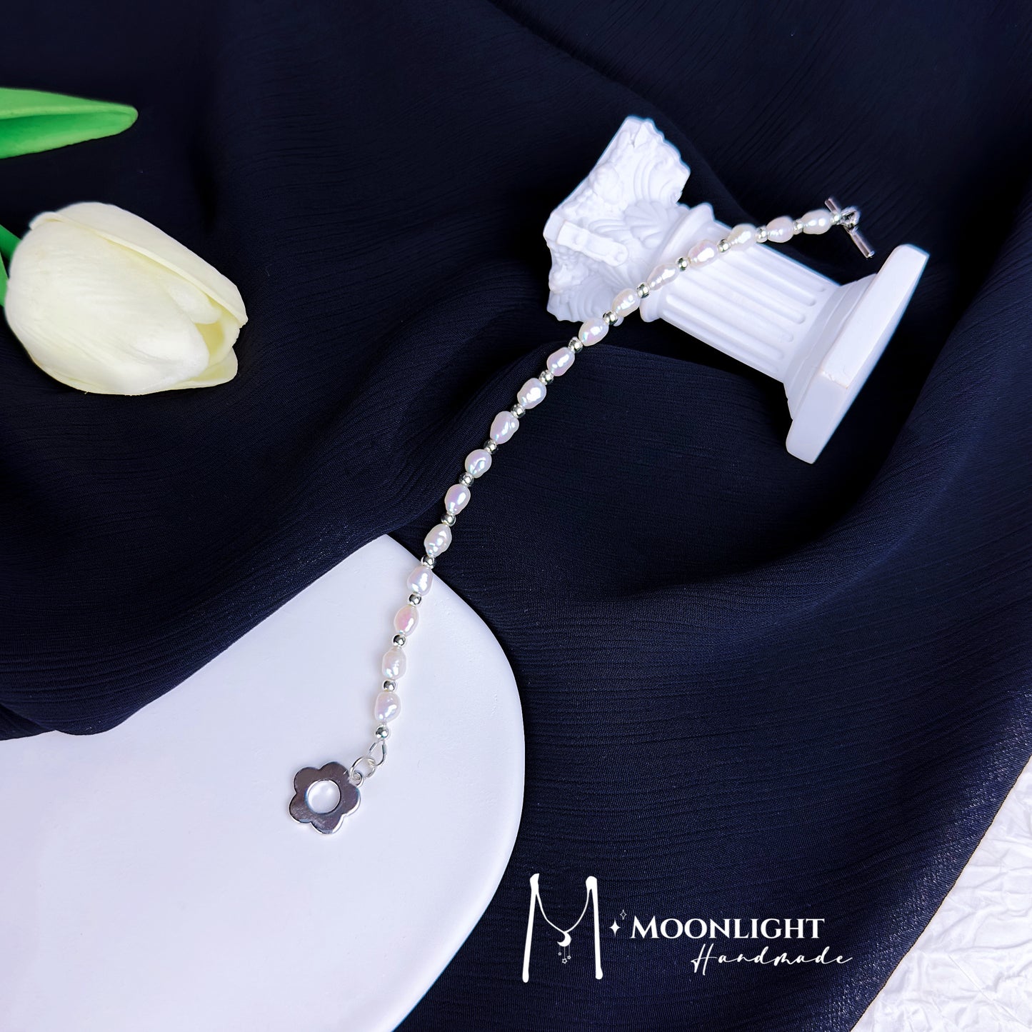 【MmoonlightHandmade】小花不规则天然巴洛克小米珍珠手链