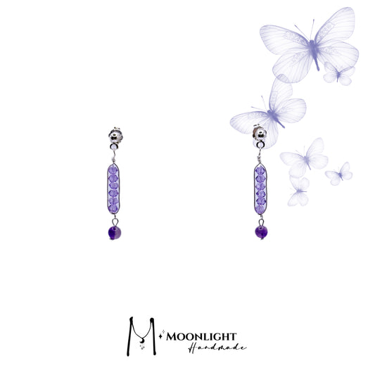 【MmoonlightHandmade】紫水晶吊坠耳环