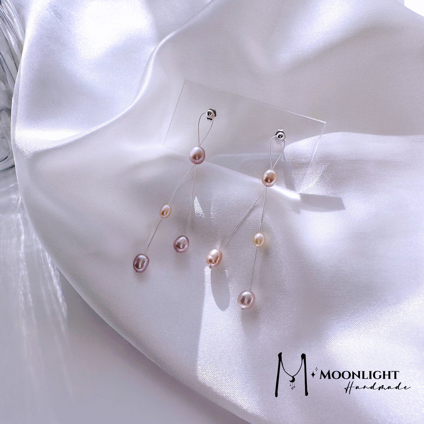 【MmoonlightHandmade】Natural Freshwater Pink Pearl Tassel Earrings